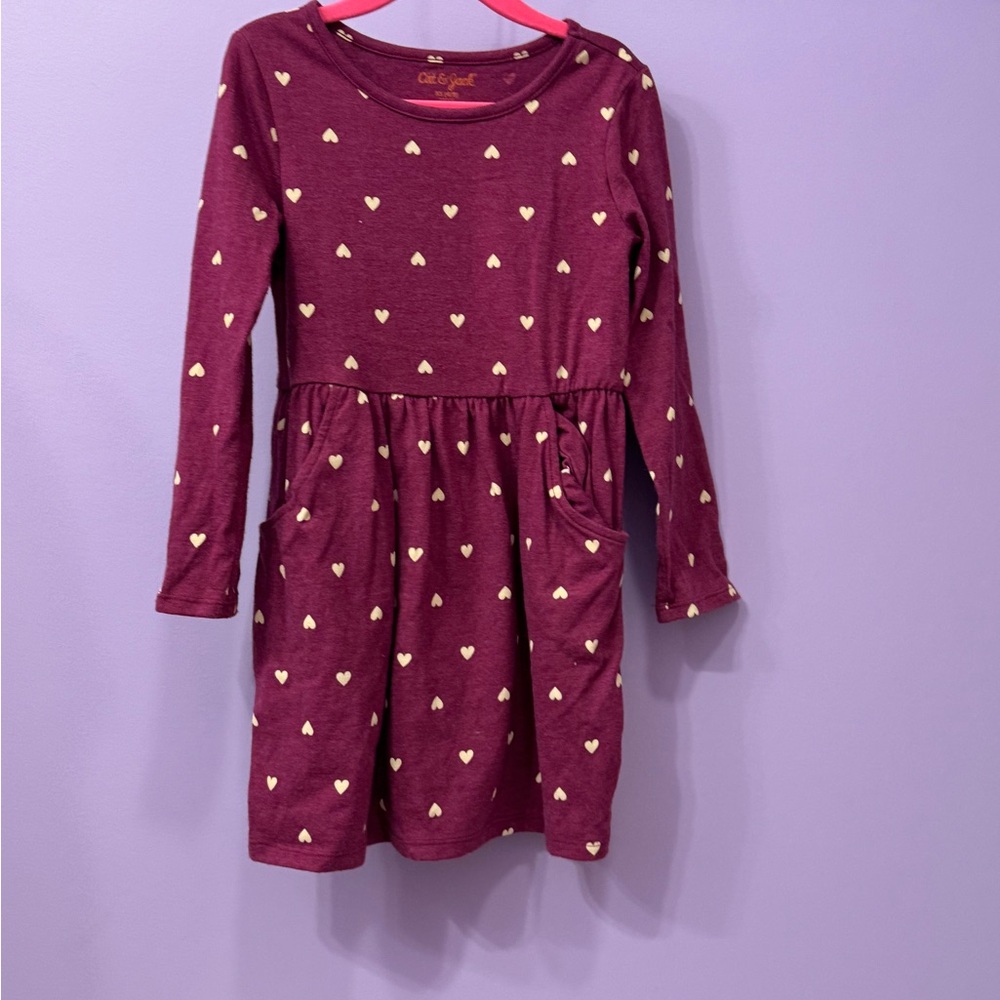 Girls' Burgundy Heart Dress